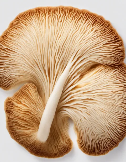 Sliced lion's mane mushroom on white background